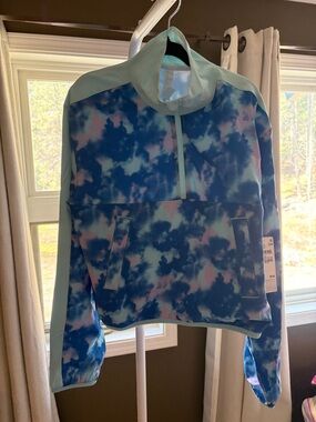 Zella Blue, Navy & Pink Tie-Dye Quarter Zip Pullover